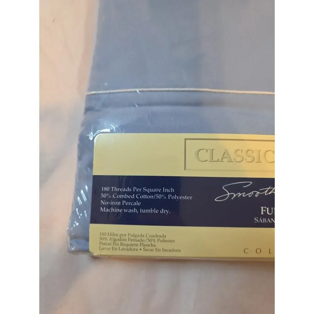 Vintage Color Forum Smooth Touch Percale Full Fitted And Flat Sheets Blue USA